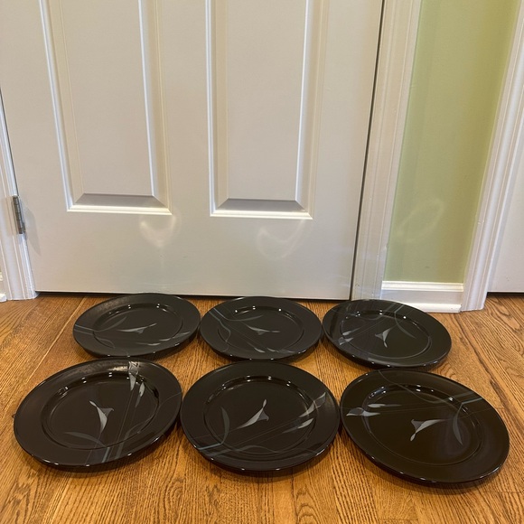 Mikasa Other - SET OF 6 MIKASA GALLERIA FK701 OPUS BLACK CALA LILY DINNER PLATES 11.25"